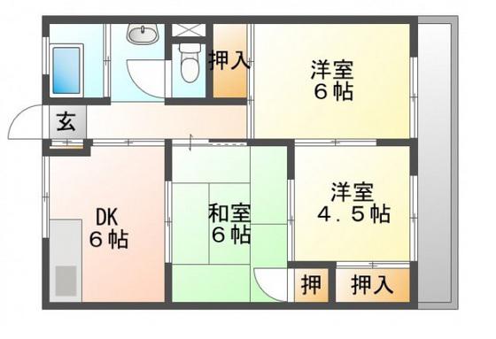 沖田コーポラス(3DK/2階)の間取り写真