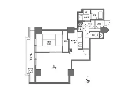 文京グリーンコートビュータワー本駒込(1LDK/12階)の間取り写真