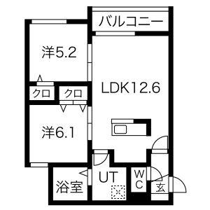 NFP千歳(2LDK/3階)の間取り写真