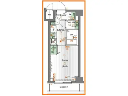 ガーラ大井町ゼームス坂上(1K/3階)の間取り写真
