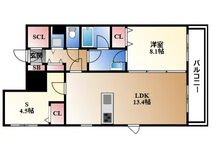 クラシタイヤー呉服町(1SLDK/6階)の間取り写真