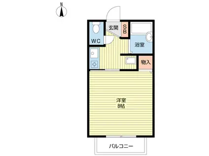 ハイツ山之内(1K/2階)の間取り写真