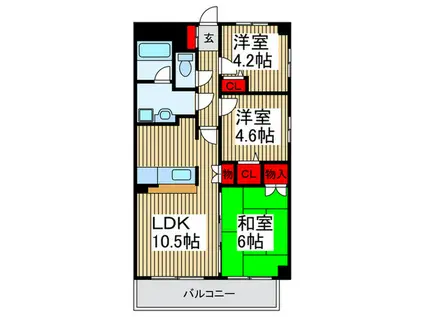 パークス新座(3LDK/3階)の間取り写真