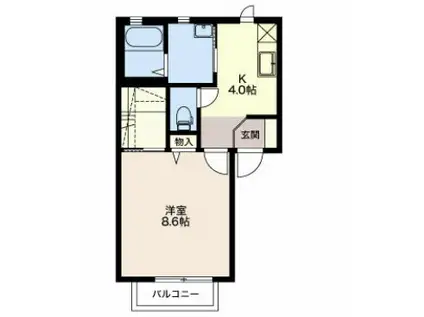 MAST TOWN 出川B(1K/1階)の間取り写真