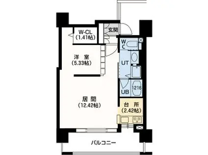 F141 エフ(1LDK/15階)の間取り写真