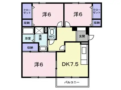 エミネンスII(3DK/1階)の間取り写真