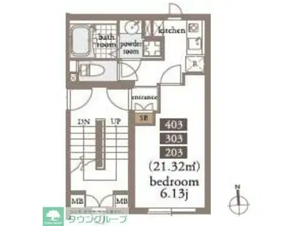 FABRIC三鷹(1K/3階)の間取り写真