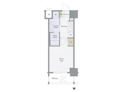 ジーベック平和島(1K/2階)の間取り写真