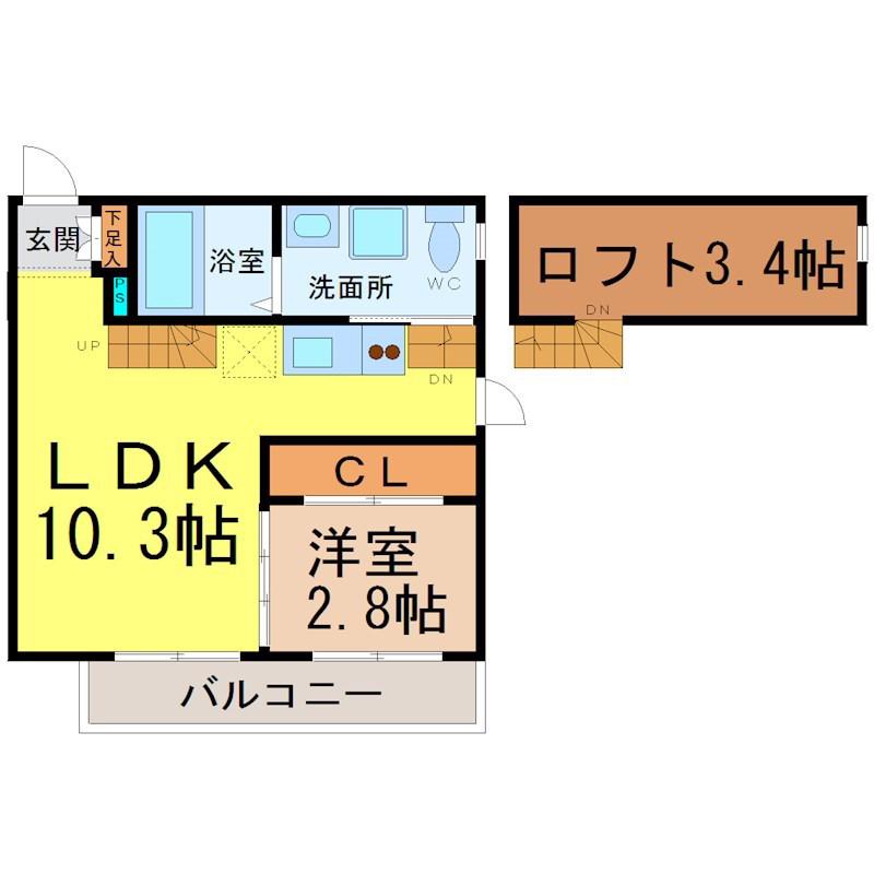 TRIBUTE星崎(1LDK/2階)の間取り写真