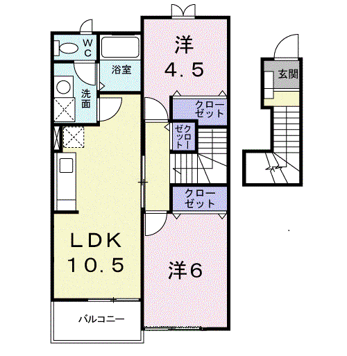 プリムヴェール(2LDK/2階)の間取り写真