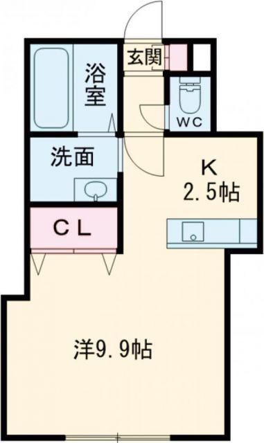 シャングリラ恵み野(1K/1階)の間取り写真