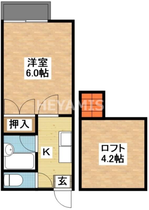 シャトル石神(1SK/2階)の間取り写真
