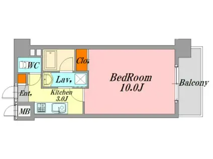 ブランドール五日市(1K/9階)の間取り写真