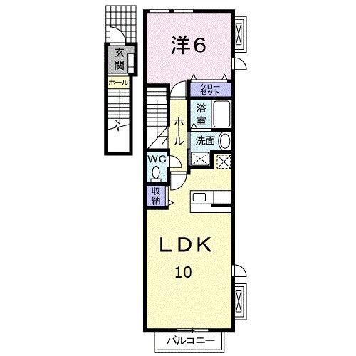 メゾンヌーベル(1LDK/2階)の間取り写真