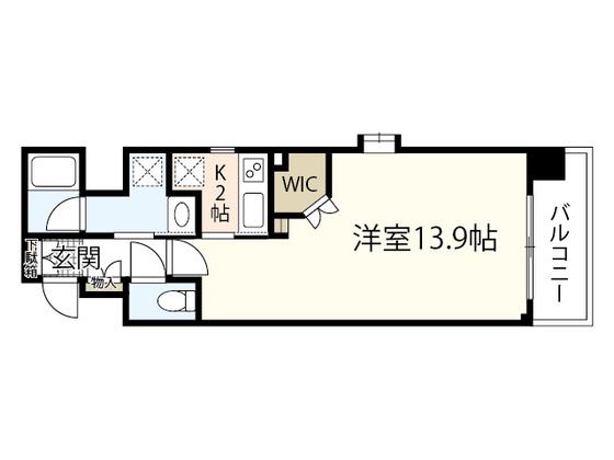 ウェスティン鉄砲町(1K/2階)の間取り写真