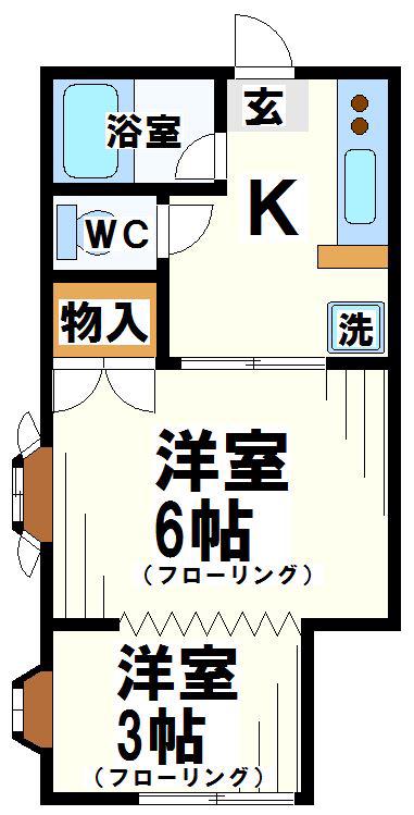 アイランドハウス(2K/1階)の間取り写真