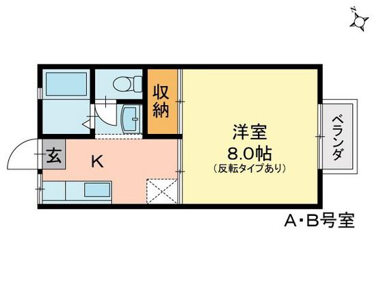メゾン岡北II(1K/2階)の間取り写真