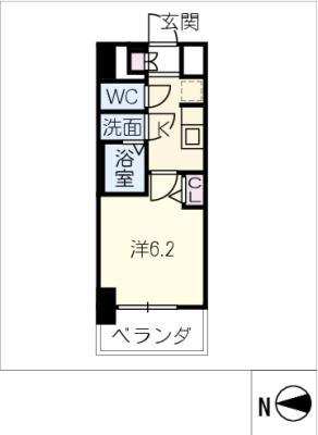 ディアレイシャス名古屋大須通(1K/7階)の間取り写真