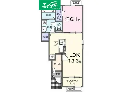 フィオーレ・カーサ(1LDK/1階)の間取り写真