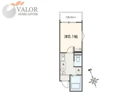 MELLAS(1K/1階)の間取り写真