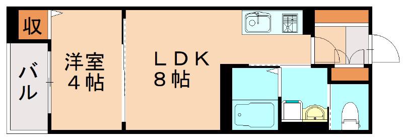 ROBOT HOME 竹下(1LDK/1階)の間取り写真