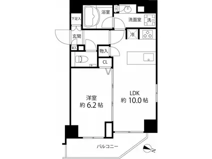 麻布十番レジデンス(1LDK/7階)の間取り写真