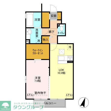 カーサ石原A(1LDK/1階)の間取り写真