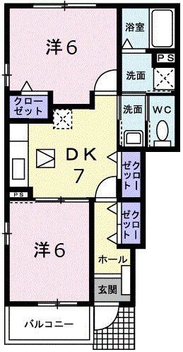 IGOROTA I(2DK/1階)の間取り写真