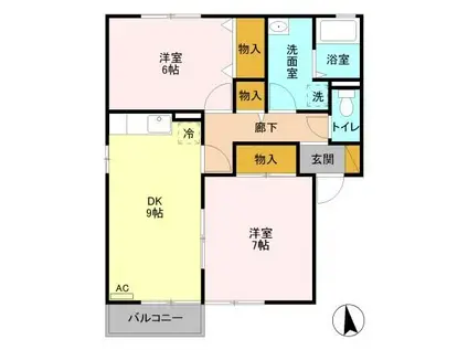 ジュネス結城 A(2DK/1階)の間取り写真