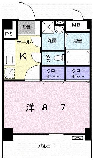 モンシェモアII(1K/4階)の間取り写真