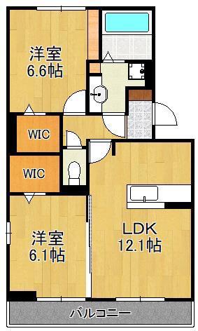 トレス下富野(2LDK/2階)の間取り写真