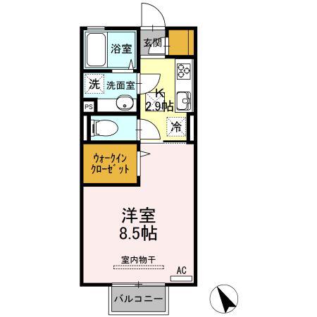 エクセレンテ丘里(1K/1階)の間取り写真