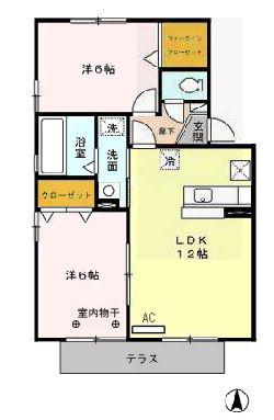 ロイヤルガーデン吉川A/B/C/D/E(2LDK/1階)の間取り写真