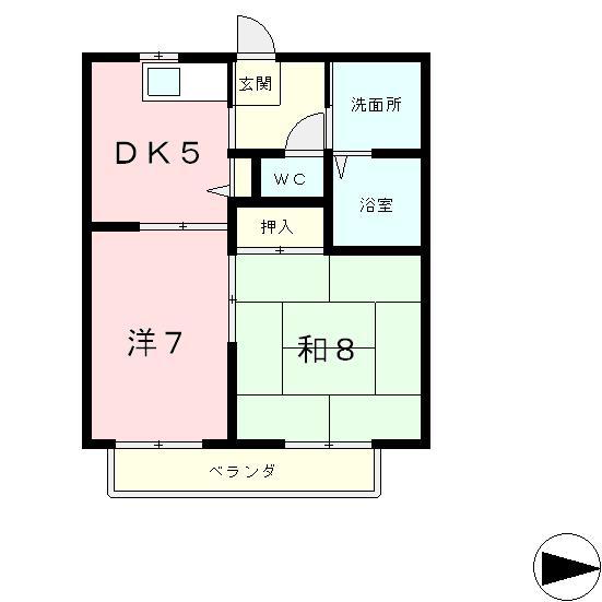 ドミール美園(2DK/1階)の間取り写真