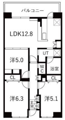 アクティ目黒駅前 2号棟 アクティ目黒駅前2号棟(3LDK/4階)の間取り写真
