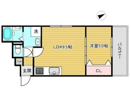 ベルカント辰巳(2DK/3階)の間取り写真