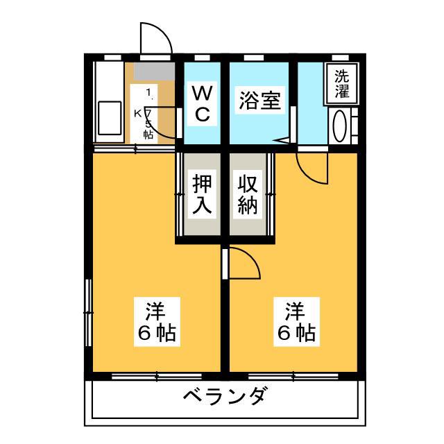 多摩川レジデンス(2K/2階)の間取り写真