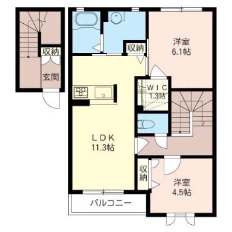 K.SグランメールII(2LDK/2階)の間取り写真