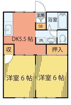 STハイツ西多賀(2DK/1階)の間取り写真