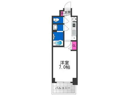 DOUBLE NINE RESIDENCE 天王寺南(1K/2階)の間取り写真