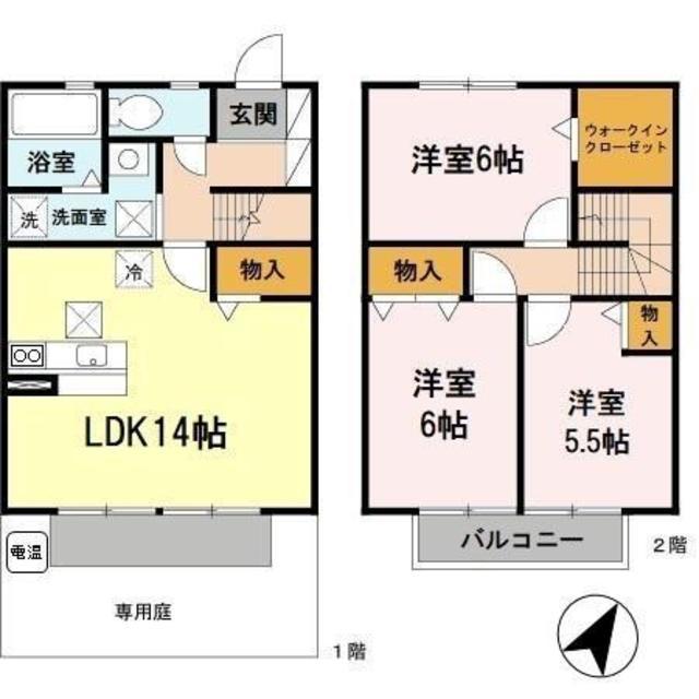 パステル堀止(3LDK/2階)の間取り写真