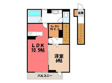 RESIDENCE歌川町 C棟(1LDK/2階)の間取り写真