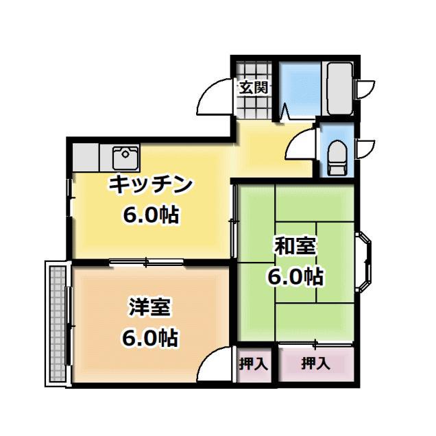 ビレッジ21A(2DK/2階)の間取り写真