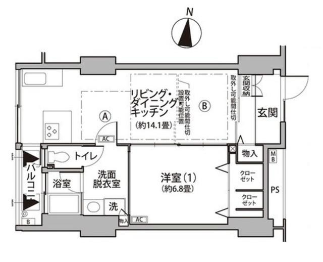 東雲キャナルコートコウダン12号棟(1LDK/13階)の間取り写真