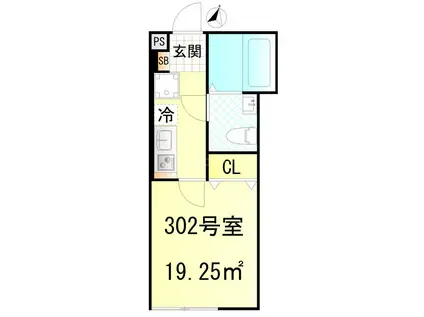 CFジオーレ北綾瀬テラス(1K/3階)の間取り写真