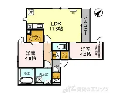 アムールメゾンII(2LDK/2階)の間取り写真