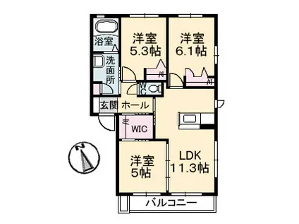 グランヴェールC棟(3LDK/1階)の間取り写真