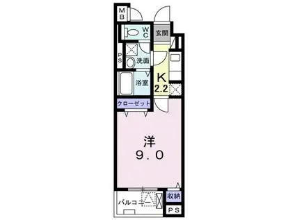 リズミン(1K/3階)の間取り写真