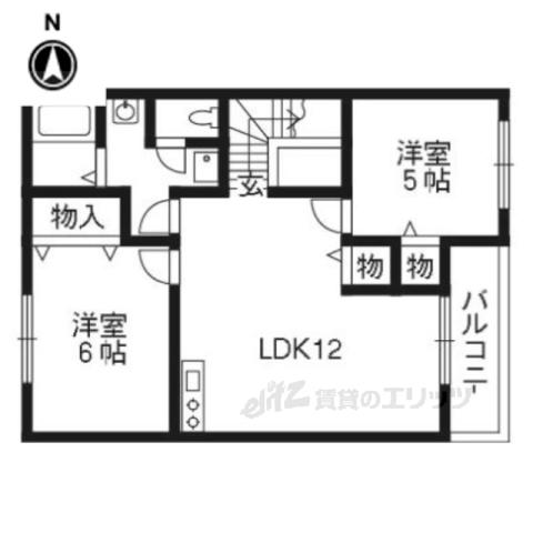 ルネ紫野(2LDK/2階)の間取り写真