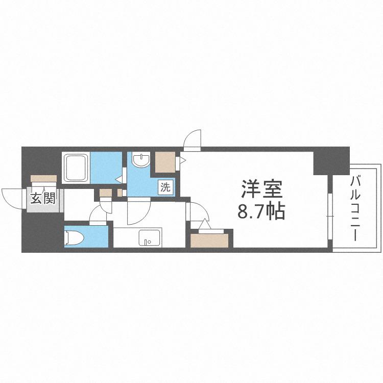 プランドール北浜(1K/7階)の間取り写真